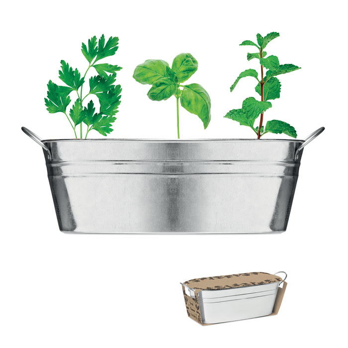 Bac avec graines aromatiques publicitaire MIX SEEDS silver mate